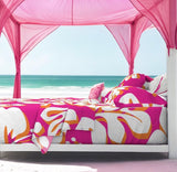 Surfer Girl Pink, Juicy Orange and White Hawaiian Flowers Sheet Set from Surfer Bedding™️ Large Scale - Extremely Stoked