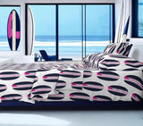 Navy Blue, White and Surfer Girl Pink Classic Surfboards Sheet Set from Surfer Bedding™️ Large Scale - Extremely Stoked