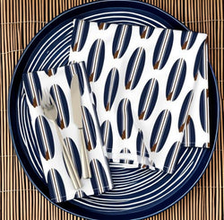 Navy Blue and Brown Surfboard Dinner Napkins - Extremely Stoked
