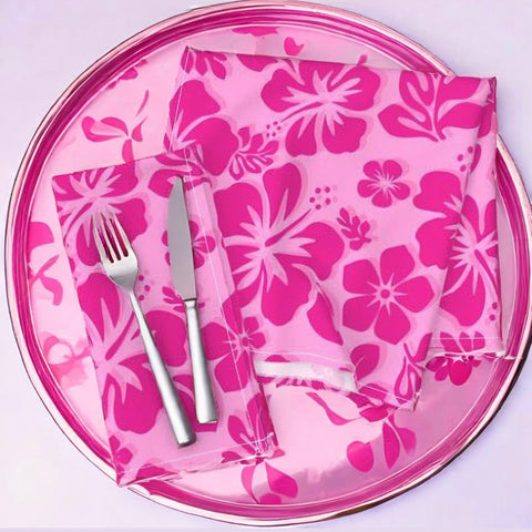 Hot and Soft Pinks Hawaiian Flowers Dinner Napkins - Extremely Stoked
