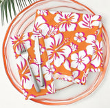 Orange, White and Hot Pink Hawaiian Flowers Dinner Napkins - Extremely Stoked