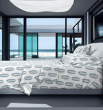 Slate Blue and Sage Green Classic Surfboards Sheet Set from Surfer Bedding™️ Medium Scale - Extremely Stoked