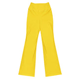 Yellow Flare Leggings with Extremely Stoked Epic Wave Logo - Extremely Stoked