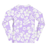 Kids Lavender and White Hawaiian Flowers Rash Guard - Extremely Stoked