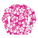 Kids Hot Pink and White Hawaiian Flowers Rash Guard – Eco Swim Shirt by Extremely Stoked®