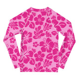 Kids Raspberry Pinks Hawaiian Flowers Rash Guard – Eco Swim Shirt by Extremely Stoked®