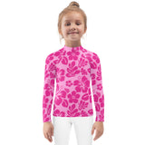 Kids Raspberry Pinks Hawaiian Flowers Rash Guard – Eco Swim Shirt by Extremely Stoked®