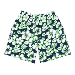 Men’s Navy Blue, Lime Green & White Hawaiian Eco Athleisure Shorts | Extremely Stoked®