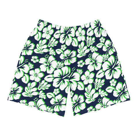 Men’s Navy Blue, Lime Green & White Hawaiian Eco Athleisure Shorts | Extremely Stoked®