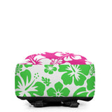 Hot Pink and Lime Green Hawaiian Print Backpack