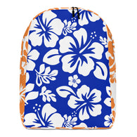 Royal Blue and Orange Hawaiian Print Backpack