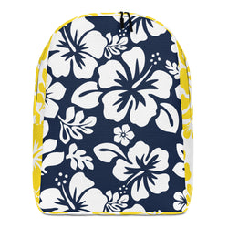 Navy Blue and Yellow Hawaiian Print Backpack