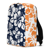 Navy Blue and Orange Hawaiian Print Backpack
