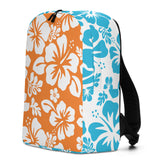 Orange and Aqua Blue Hawaiian Print Backpack