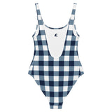 Navy Blue and White Preppy Gingham Women's One-Piece Swimsuit – Eco Swimwear by Extremely Stoked®