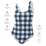 Navy Blue and White Preppy Gingham Women's One-Piece Swimsuit – Eco Swimwear by Extremely Stoked®