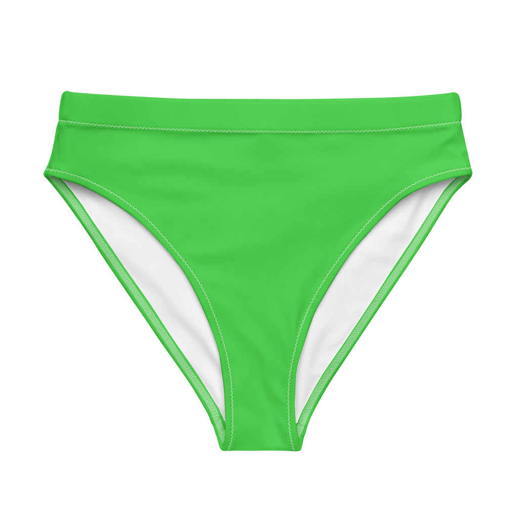 Lime Green High Waisted Bikini Swimsuit Bottom Eco Swimwear