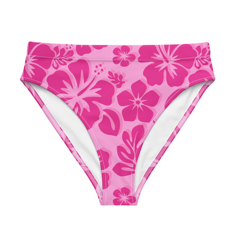 Raspberry Pinks Hawaiian Flowers High Waisted Bikini Bottom – Eco Swimwear from Extremely Stoked®