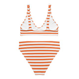 Orange and White Beach Stripes High Waisted Bikini - Extremely Stoked