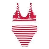 Red and White Beach Stripes High Waisted Bikini – Eco Swimwear by Extremely Stoked®