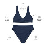 Classic Navy Blue Two Piece High Waisted Bikini from Extremely Stoked - Extremely Stoked