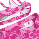 Raspberry and Pink Hawaiian Flowers High Waisted Bikini - Extremely Stoked
