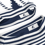 Navy Blue and White Beach Stripes High Waisted Bikini - Extremely Stoked