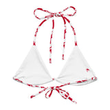 Red and White Hawaiian Flowers String Bikini Swimsuit Top – Eco Swimwear by Extremely Stoked®