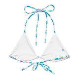 Aqua Blue and White Hawaiian Flowers String Bikini Swimsuit Top – Eco Swimwear by Extremely Stoked®
