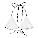 Black and White Hawaiian Flowers String Bikini Swimsuit Top – Eco Swimwear by Extremely Stoked®