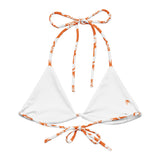 Orange and White Hawaiian Flowers String Bikini Swimsuit Top – Eco Swimwear by Extremely Stoked®