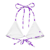 Purple and White Hawaiian Flowers String Bikini Swimsuit Top – Eco Swimwear by Extremely Stoked®