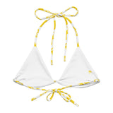 Yellow and White Hawaiian Flowers String Bikini Swimsuit Top – Eco Swimwear by Extremely Stoked®