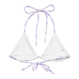 Lavender and White Hawaiian Flowers String Bikini Swimsuit Top – Eco Swimwear by Extremely Stoked®