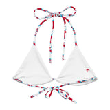 Red, Aqua Blue and White Hawaiian Flowers String Bikini Swimsuit Top – Eco Swimwear by Extremely Stoked®