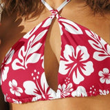 Red and White Hawaiian Flowers String Bikini Swimsuit Top – Eco Swimwear by Extremely Stoked®