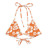 Orange and White Hawaiian Flowers String Bikini Swimsuit Top – Eco Swimwear by Extremely Stoked®