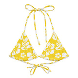 Yellow and White Hawaiian Flowers String Bikini Swimsuit Top – Eco Swimwear by Extremely Stoked®