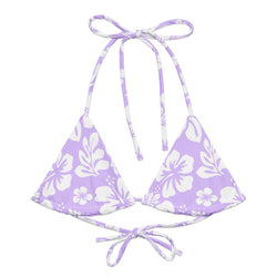 Lavender and White Hawaiian Flowers String Bikini Swimsuit Top – Eco Swimwear by Extremely Stoked®