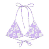 Lavender and White Hawaiian Flowers String Bikini Swimsuit Top – Eco Swimwear by Extremely Stoked®