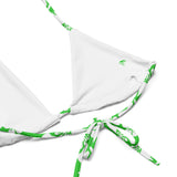 Lime Green and White Hawaiian Flowers String Bikini Swimsuit Top – Eco Swimwear by Extremely Stoked®