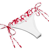 White Hawaiian Flowers on Red String Bikini – Eco Swimwear by Extremely Stoked®