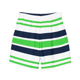 Lime Green, White and Navy Blue Beach Stripes Men’s Swimsuit – Eco Swimwear by Extremely Stoked®