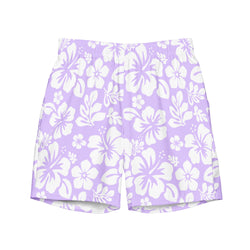 Lavender and White Hawaiian Flowers Men's Swimsuit - Extremely Stoked