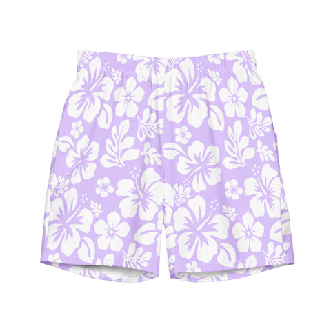 Lavender and White Hawaiian Flowers Men's Swimsuit - Extremely Stoked