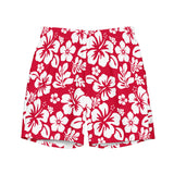 Red and White Hawaiian Flowers Men’s Swimsuit – Eco Swimwear by Extremely Stoked®