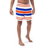 Royal Blue and Juicy Orange Beach Stripes Men’s Swimsuit – Eco Swimwear by Extremely Stoked®