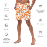 Orange and White Hawaiian Flowers Men's Swimsuit - Extremely Stoked