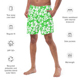 Lime Green and White Hawaiian Flowers Men's Swimsuit - Extremely Stoked