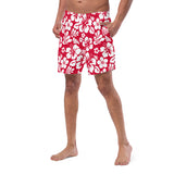 Red and White Hawaiian Flowers Men’s Swimsuit – Eco Swimwear by Extremely Stoked®